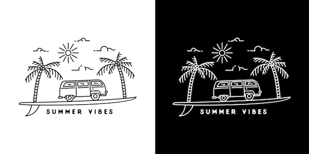 Van Surf Summer Vibes Monoline