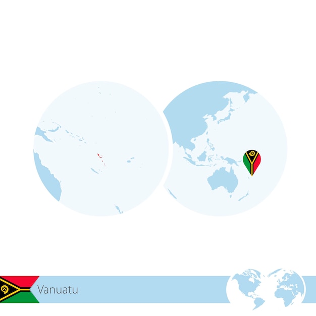 Vanuatu Na świecie Z Flagą I Regionalną Mapą Vanuatu. Ilustracja Wektorowa.