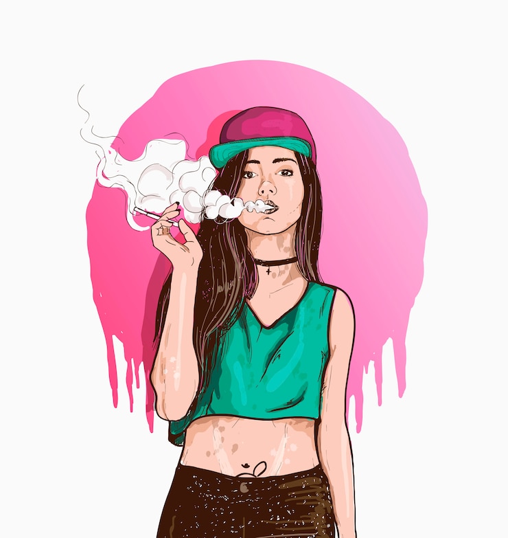 Wektor vape swag girl