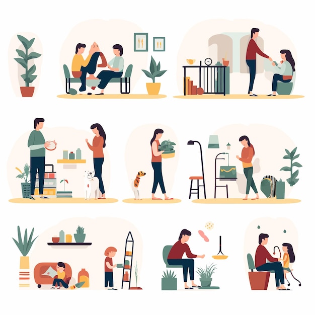 Various_family_life_scene_sets_vector