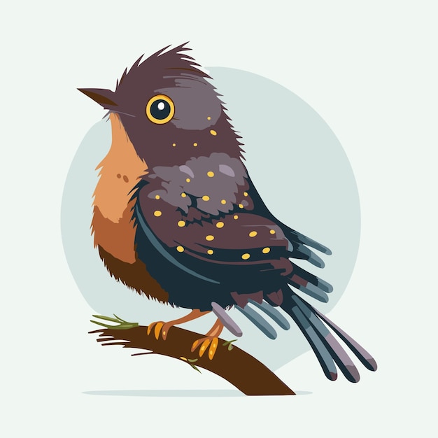 Vector Cute Cuckoo Bird W Stylu Kreskówki