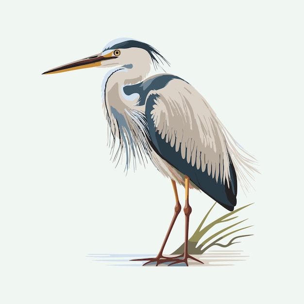 Vector Cute Heron Bird W Stylu Kreskówki