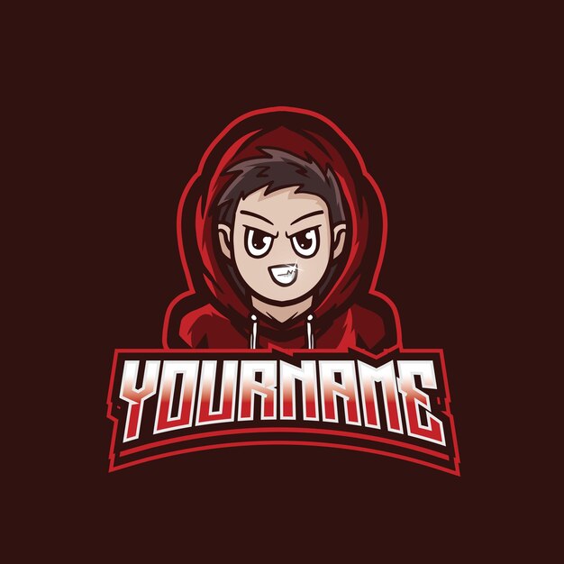 Vector hoodie boy tajemnicza maskotka esport projektowanie logo