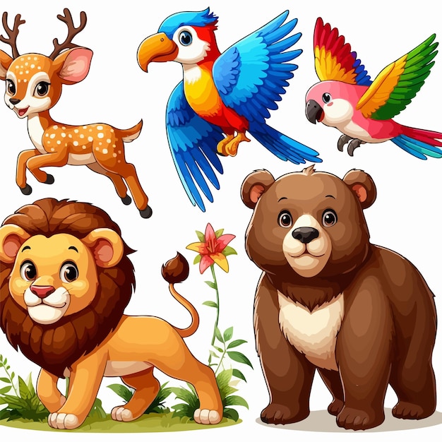 Plik wektorowy vector illustration of various wild and african animals set cartoons