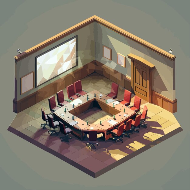 Plik wektorowy vector_isometric_low_poly_office