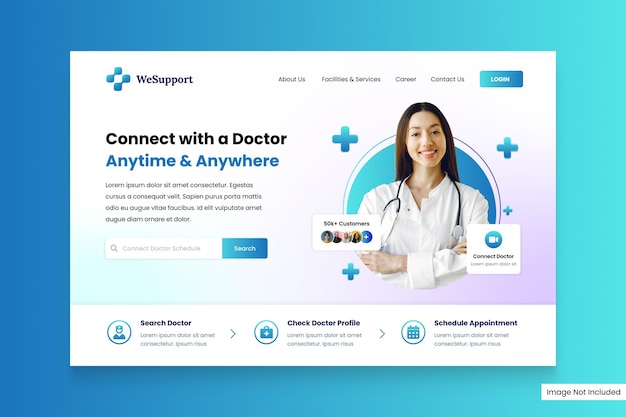 Vector Landing Page Banner Website Szpital Medyczny Projekt Szablonu