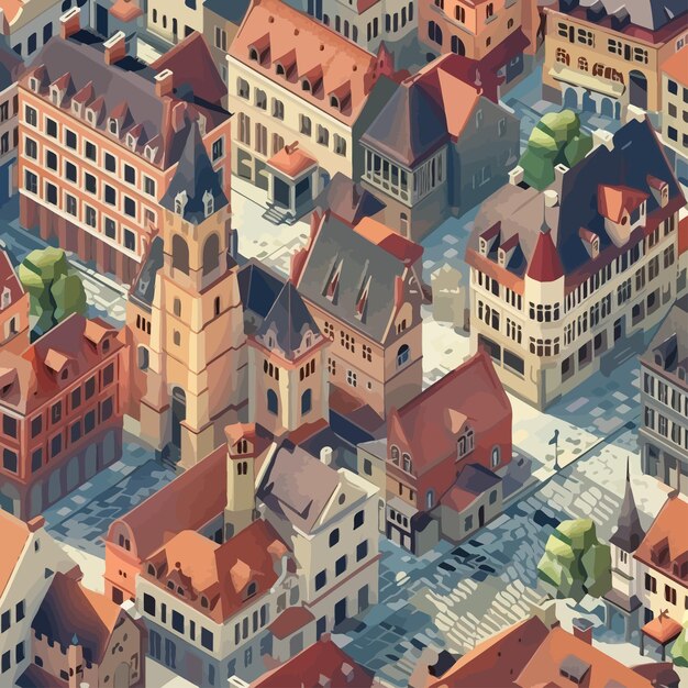 Plik wektorowy vector_low_poly_isometric_old_city_center