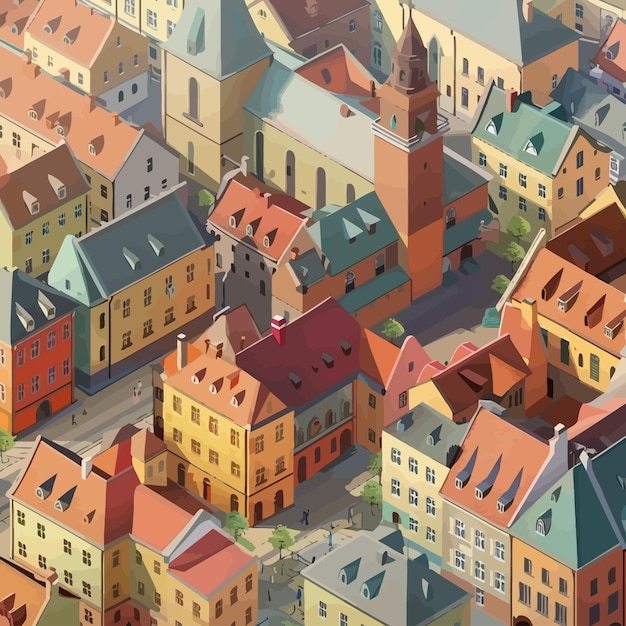 Plik wektorowy vector_low_poly_isometric_old_city_center