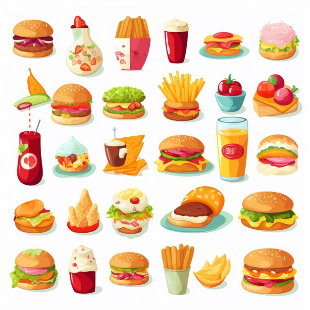 Plik wektorowy vector menu illustration food meat meal restaurant popular set lunch icon dinner snack