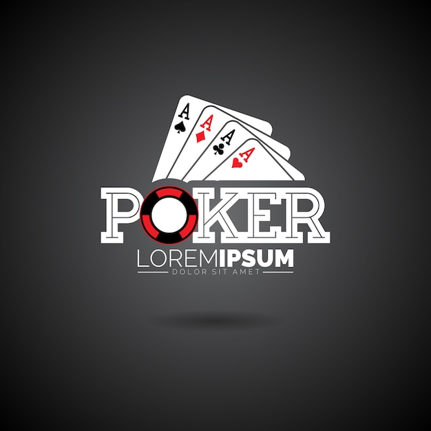 Vector Poker Logo Design Szablonu Z Hazardem Elements.casino Ilustracji Z Ace Ustawić Gry W Karty Na Ciemnym Tle