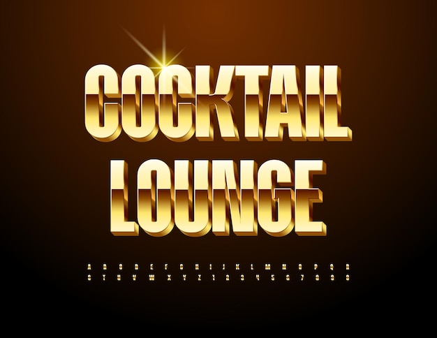 Vector Premium Emblem Cocktail Lounge 3d Gold Alphabet Letters And Numbers Set Elite Błyszczące Czcionki