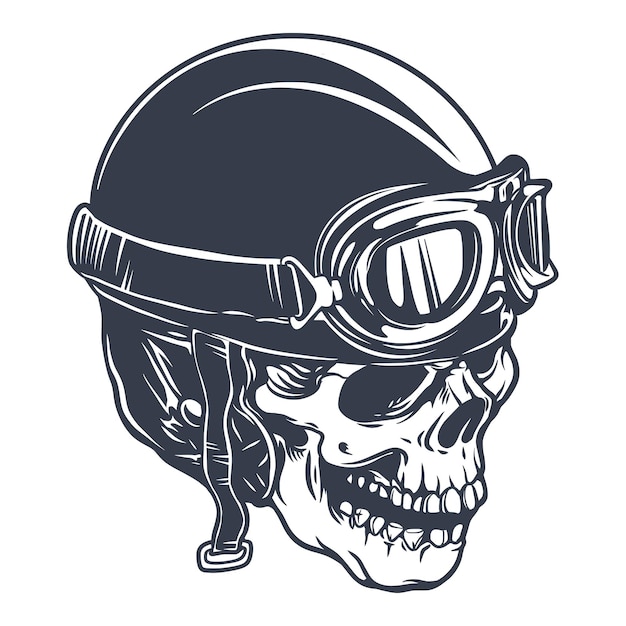 Vector Premium Skull Head Helmet Motocykl Clip Art