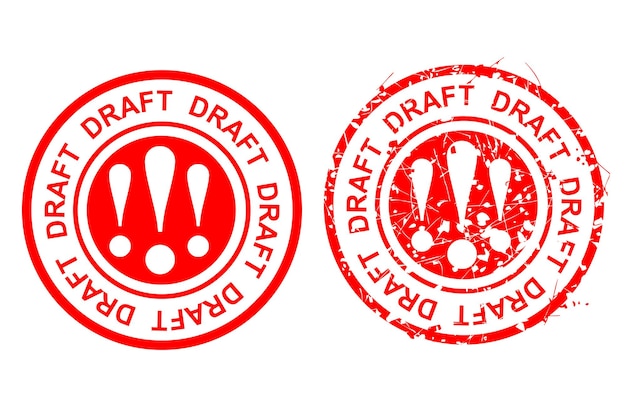 Vector Simple 2 Style Red Scratch Circle Gumowa pieczątka, wersja robocza, na białym tle