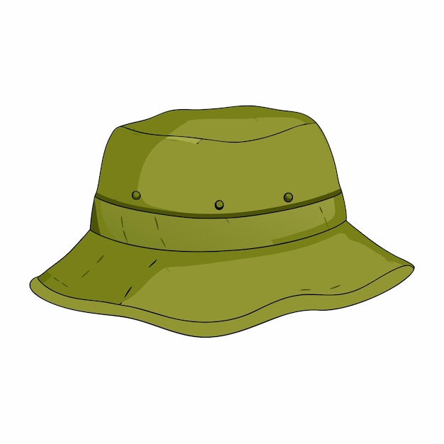 Vector Single Cartoon Khaki Bucket Hat Wojskowy Styl Panama Hat 22