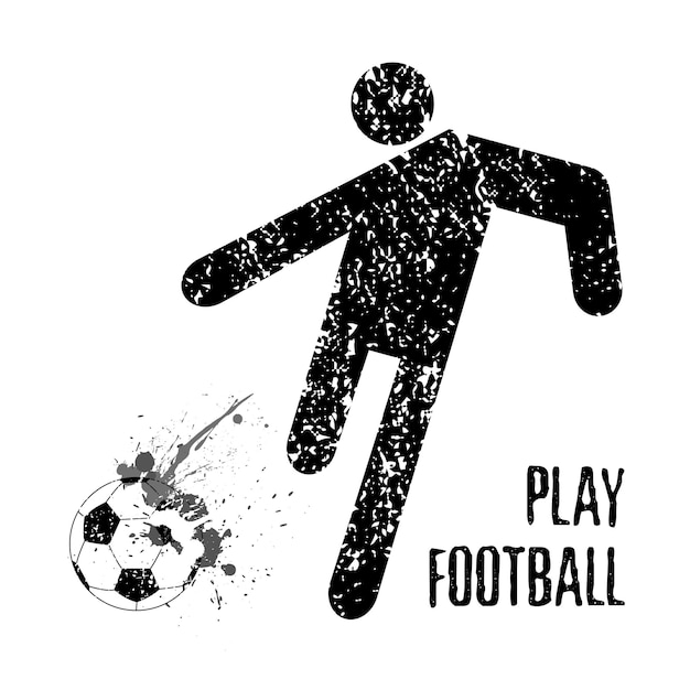 Vector Sporty Grunge Projekt Z Ikoną Gracza Piłki Nożnej I Piłka Koncepcja Stylowe Piłki Nożnej