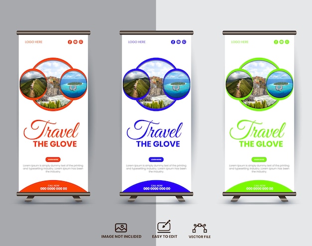 Plik wektorowy vector travel rollup banner