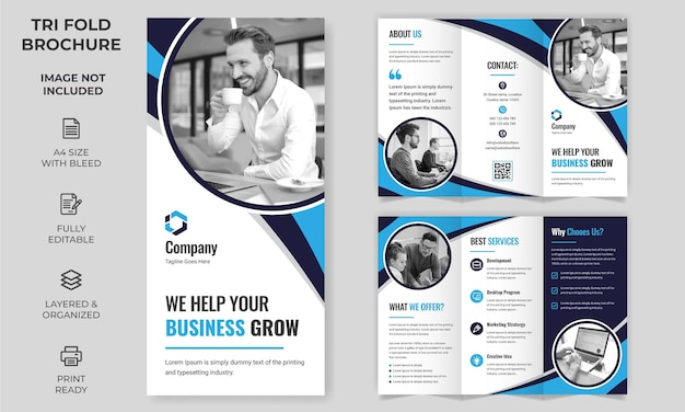 Vector Trifold Corporate Brochure Szablon Prosty Styl I Nowoczesny Układ