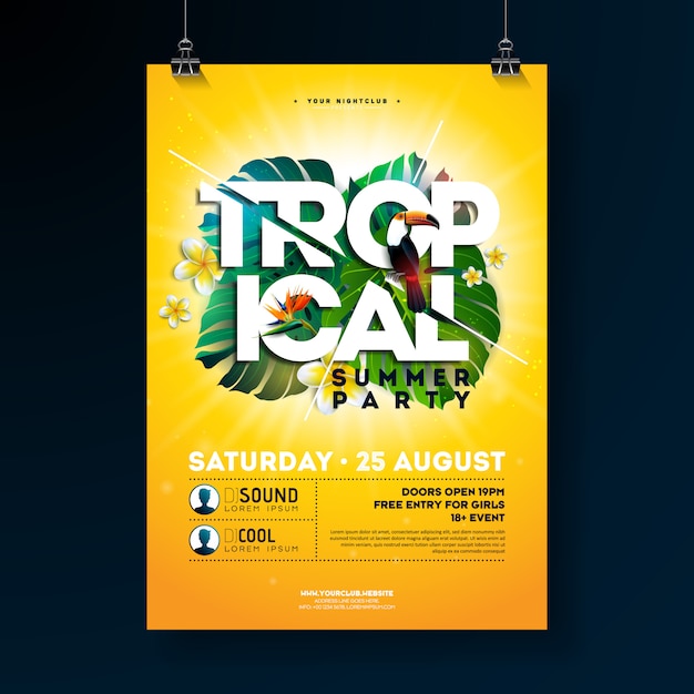 Vector Tropical Summer Party Flyer Design