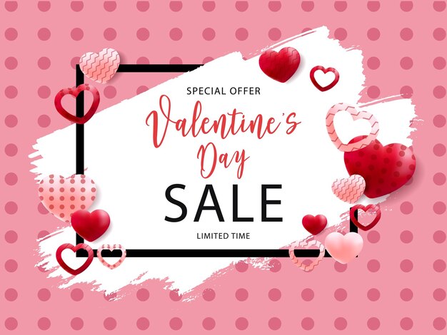 Vector Valentines Day Discount Sale Poster Z Edytowalnym Tekstem Valentines Day Specjalna Oferta Zniżki