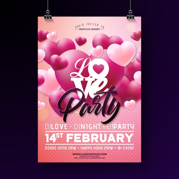 Plik wektorowy vector valentines day party flyer design