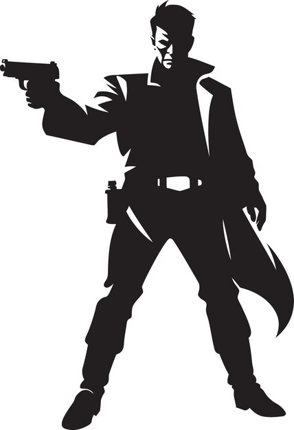 Vector Vigilant Gun Icon Design Gunman Graphix Czarna Ikona Wektorowa