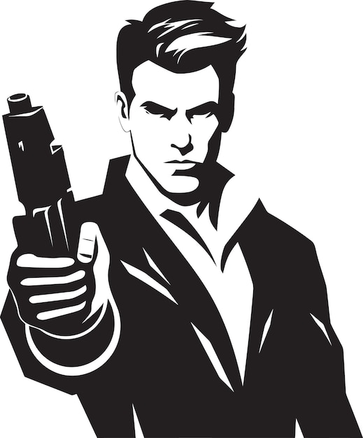 Plik wektorowy vector vigilante black gun logo shooters silhouette man icon design