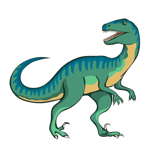 Velociraptor z niebezpiecznymi pazurami na białym tle