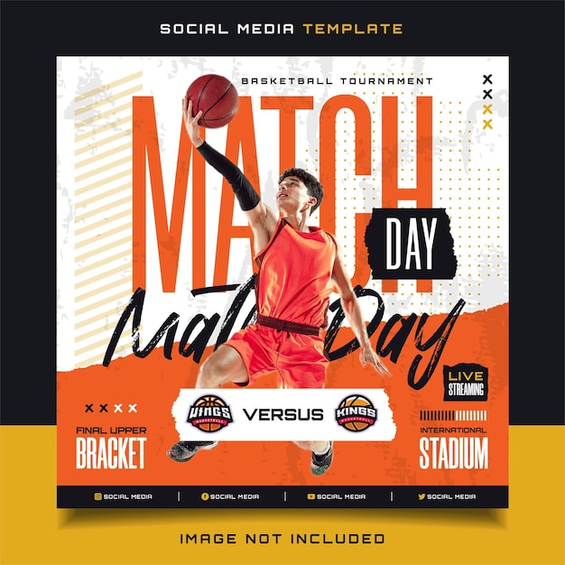 Versus Match Day Basketball Sports Tournament szablon transparentu z logo dla mediów społecznościowych