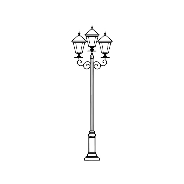 Vertical vector lamp post for lined up streetlight
