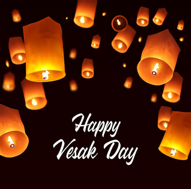 Vesak Day Wakacje Noc Latarnie Tło