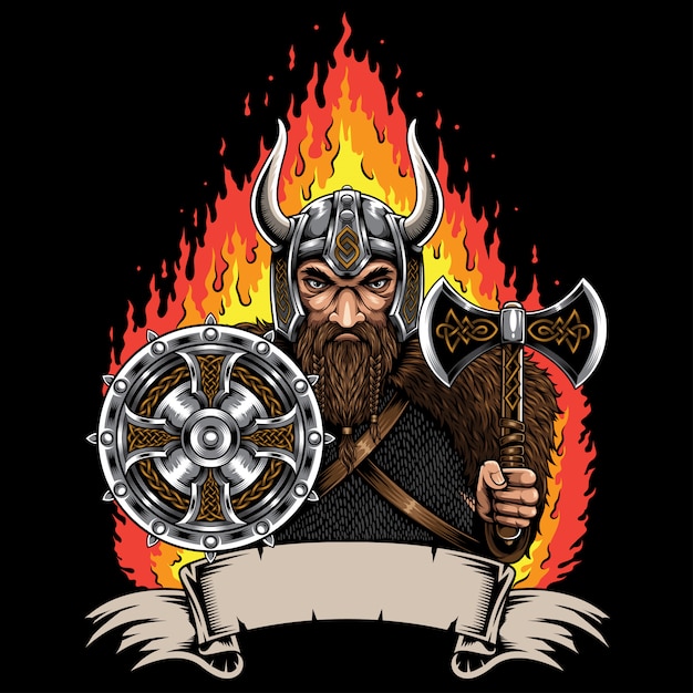 Viking Norseman Ze Wstążką Ilustracji