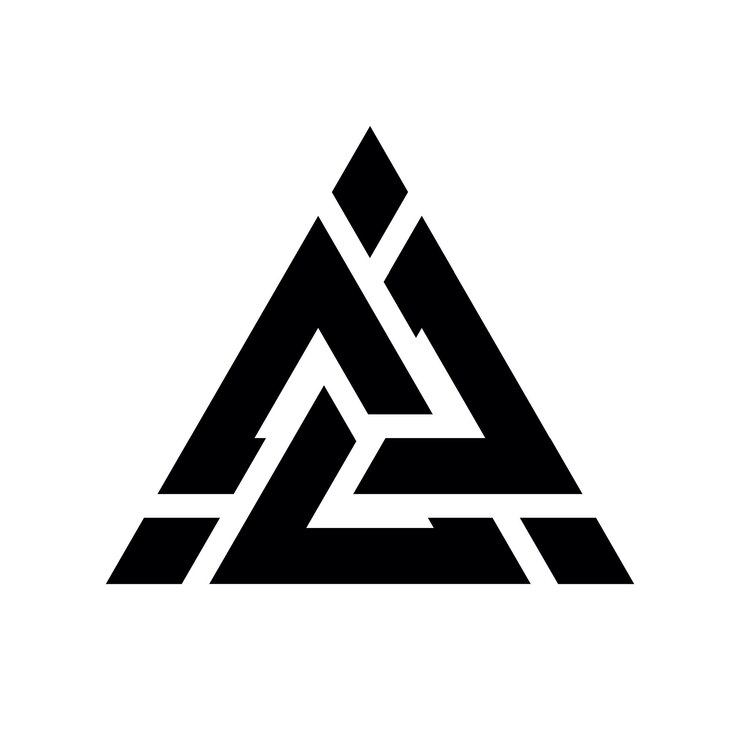 Wektor viking valknut znak symbol ikona kolor czarny przeplatane trójkąty ilustracji wektorowych logo tatuaż amulet mitologii skandynawskiej odin symbol trójcy