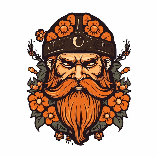 Viking Wojownik Handdrawn Ilustracja Projekt Logo