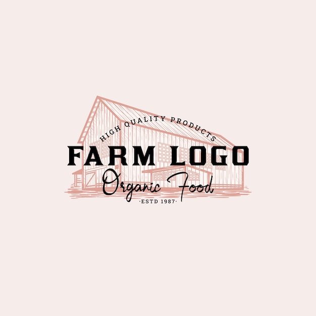 Plik wektorowy vintage barn logo design dla farmy