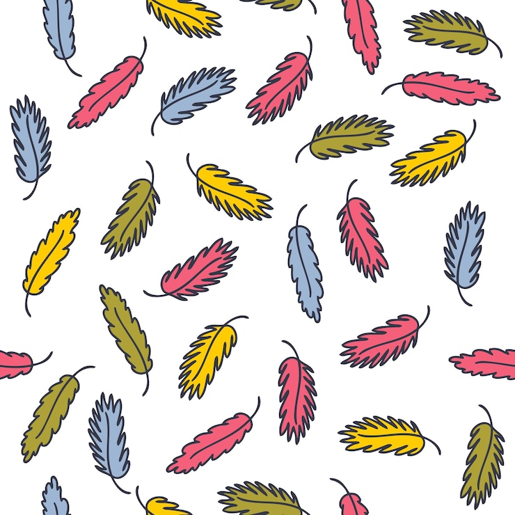 Wektor vintage bezszwowy wzór z doodle piórami prosty estetyczny nadruk na tkaninę papierową tshirt i artykuły papiernicze ręcznie rysowane ilustracji wektorowych do wystroju i projektowania