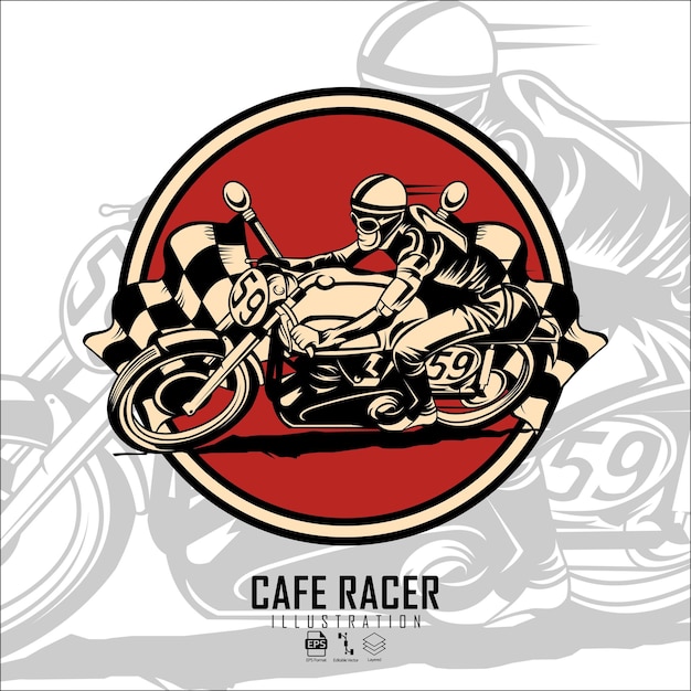 Vintage Caferacer Ilustracja 2 Gotowy Format Eps 10