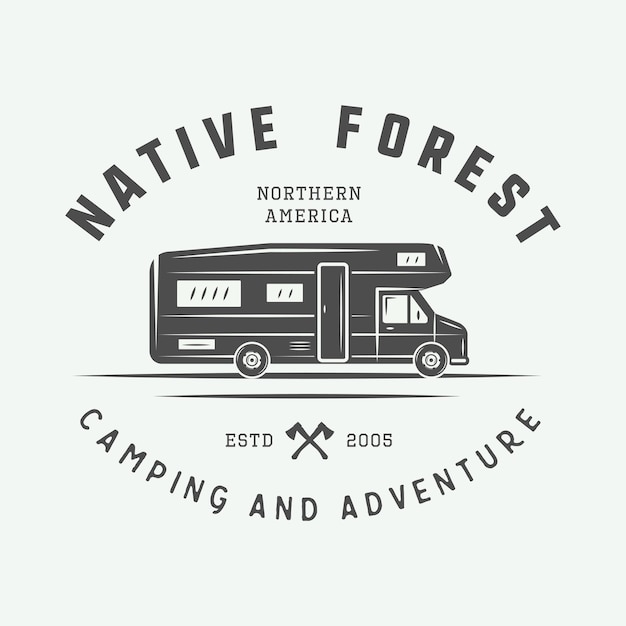 Plik wektorowy vintage camping outdoor i adventure logo odznaka etykiety godło znak graficzny grafika wektorowa