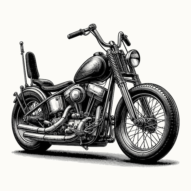 Vintage Chopper Motocykl W Ilustracji Wektorowej Z Boku