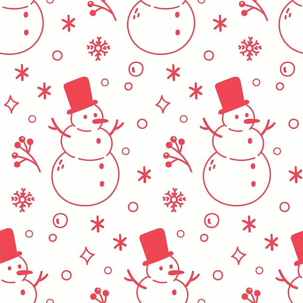 Vintage Christmas Doodle Seamless Background