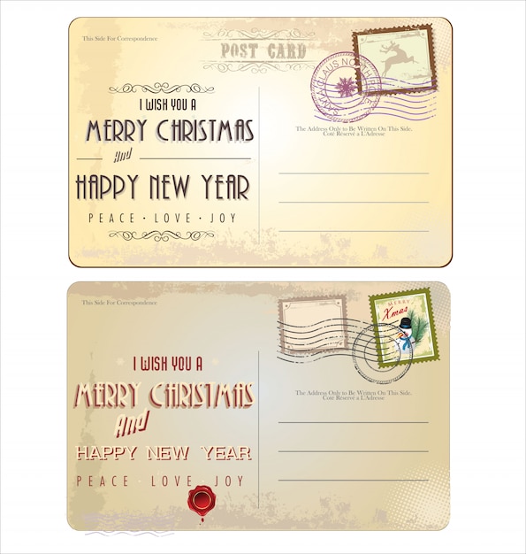 Vintage Christmas Postcard And Stamps