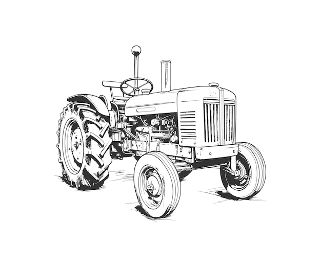 Plik wektorowy vintage ciągnik ręcznie rysowane szkic w stylu bazgroły ilustracja wektora projektu