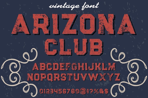 Vintage Czcionka Krój Typografia Czcionka Arizona Klub