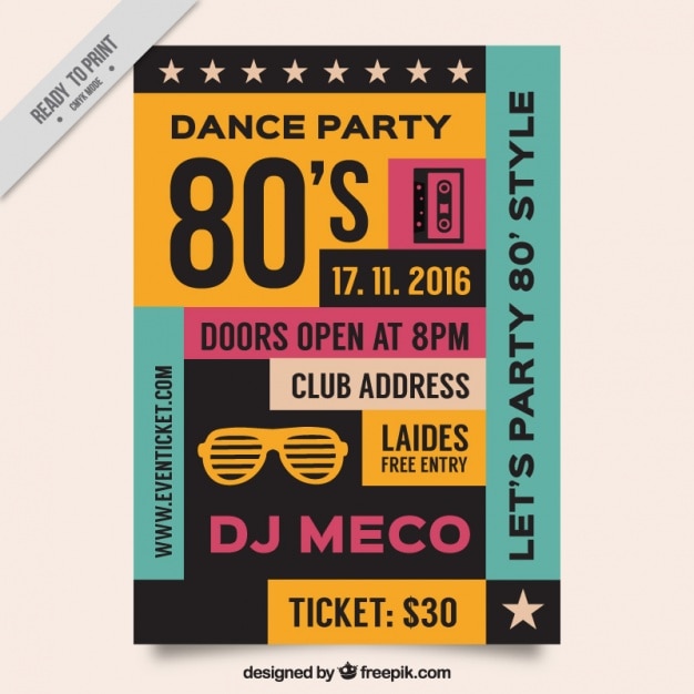 Plik wektorowy vintage dance party flyer