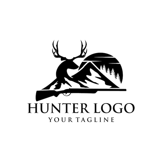 Vintage Deer Hunter Logo Design Vector Szablon