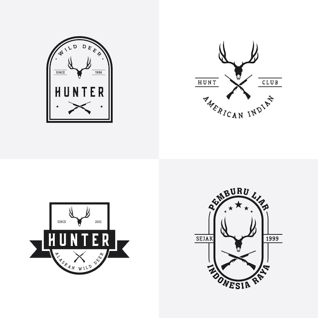 Plik wektorowy vintage design logo deer hunter