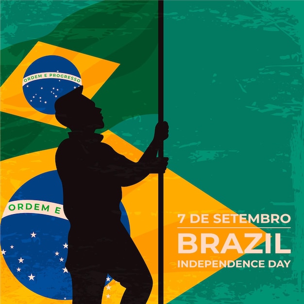 Plik wektorowy vintage dzień niepodległości brazylii tło z człowiekiem