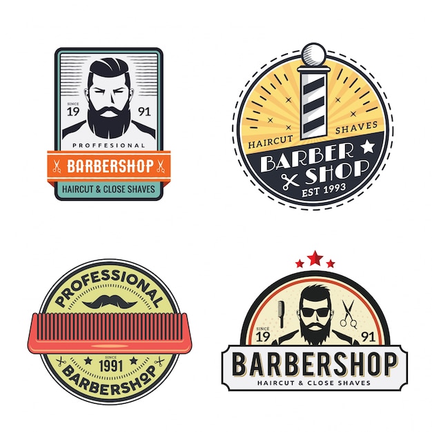 Plik wektorowy vintage gentleman barbershop logo ustaw ilustracji