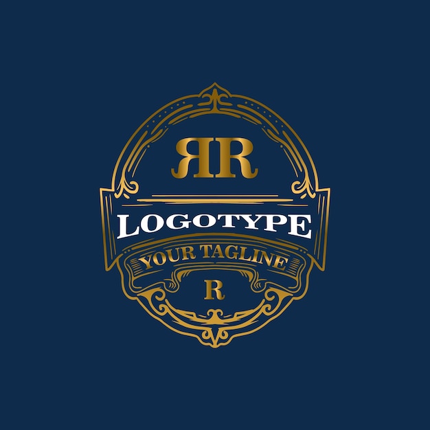Plik wektorowy vintage grawerowanie godło monogram logo design logo rr