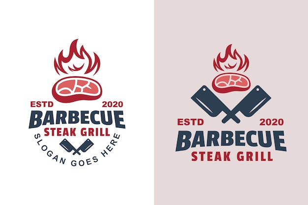 Vintage grillowany stek z grilla logo dwie wersje