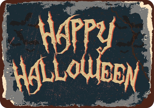 Vintage grunge retro happy halloween znak